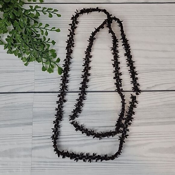 Vintage Hawaiian Koa Appleseed necklace 45" length - Picture 7 of 7